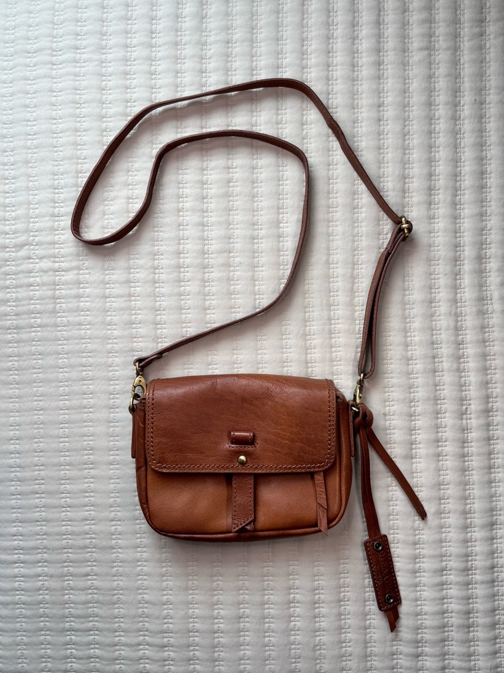 Diba True Cognac Brown Genuine Leather Crossbody Convertible Purse